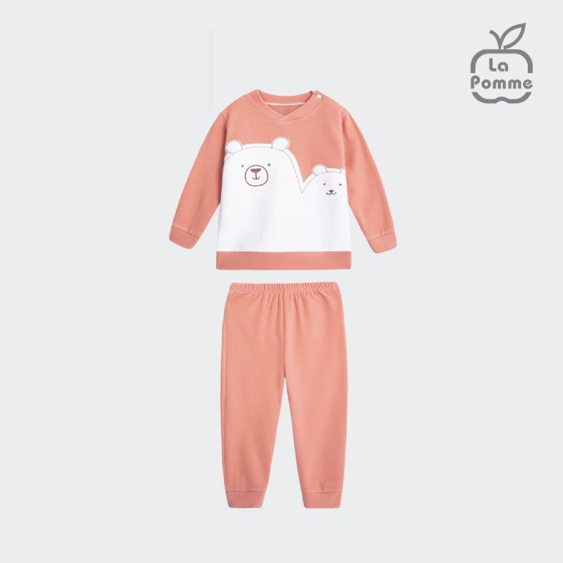 BỘ DÀI TAY LA POMME GẤU ĐÔI - CAM