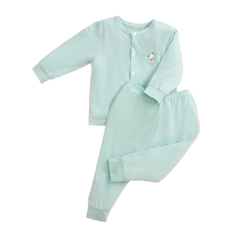 Bộ Dài Tay La Pomme Cúc Giữa Puppy xanh bạc hà