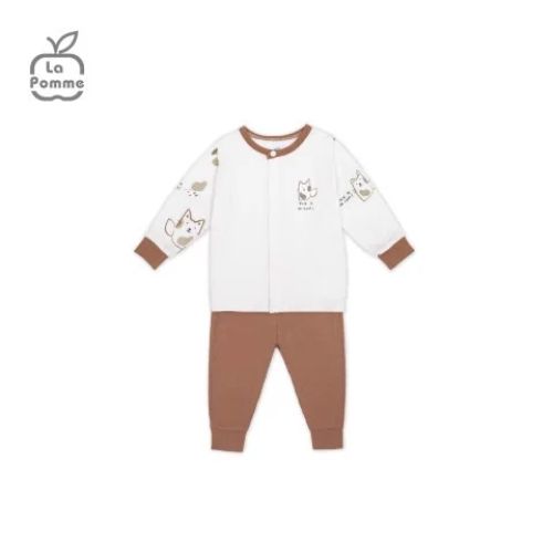 BỘ DÀI TAY LA POMME CÚC GIỮA LOVELY BABY - NÂU