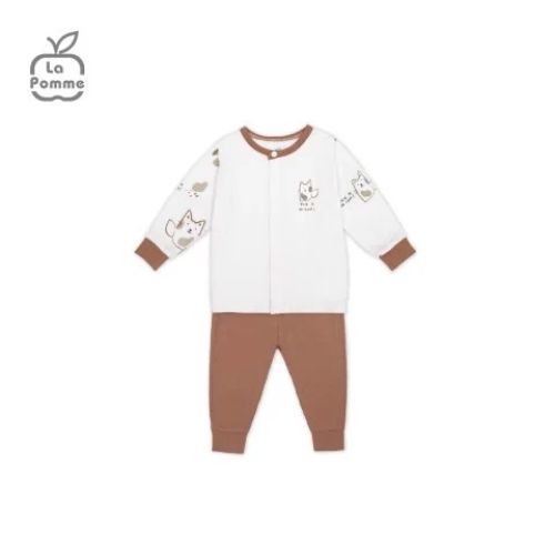 BỘ DÀI TAY LA POMME CÚC GIỮA LOVELY BABY - NÂU