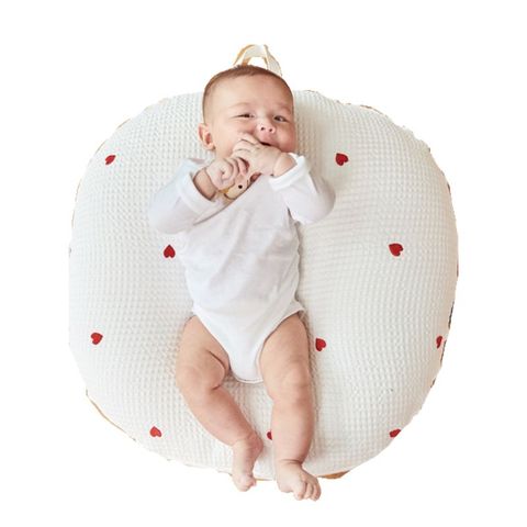 Set gối chống trào ngược Rototo Bebe Airmesh gỗ sồi trái tim