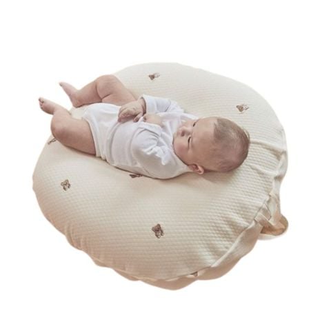 Vỏ gối chống trào ngược Rototo Bebe Airmesh gỗ sồi nơ gấu