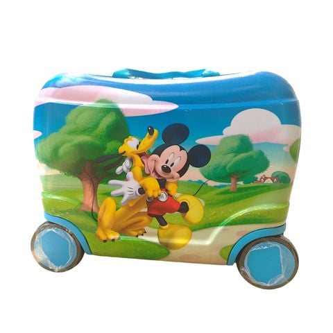 Vali kéo đẩy Mickey 16 inch nhựa ABS, bánh xe thường, có dây đai đeo