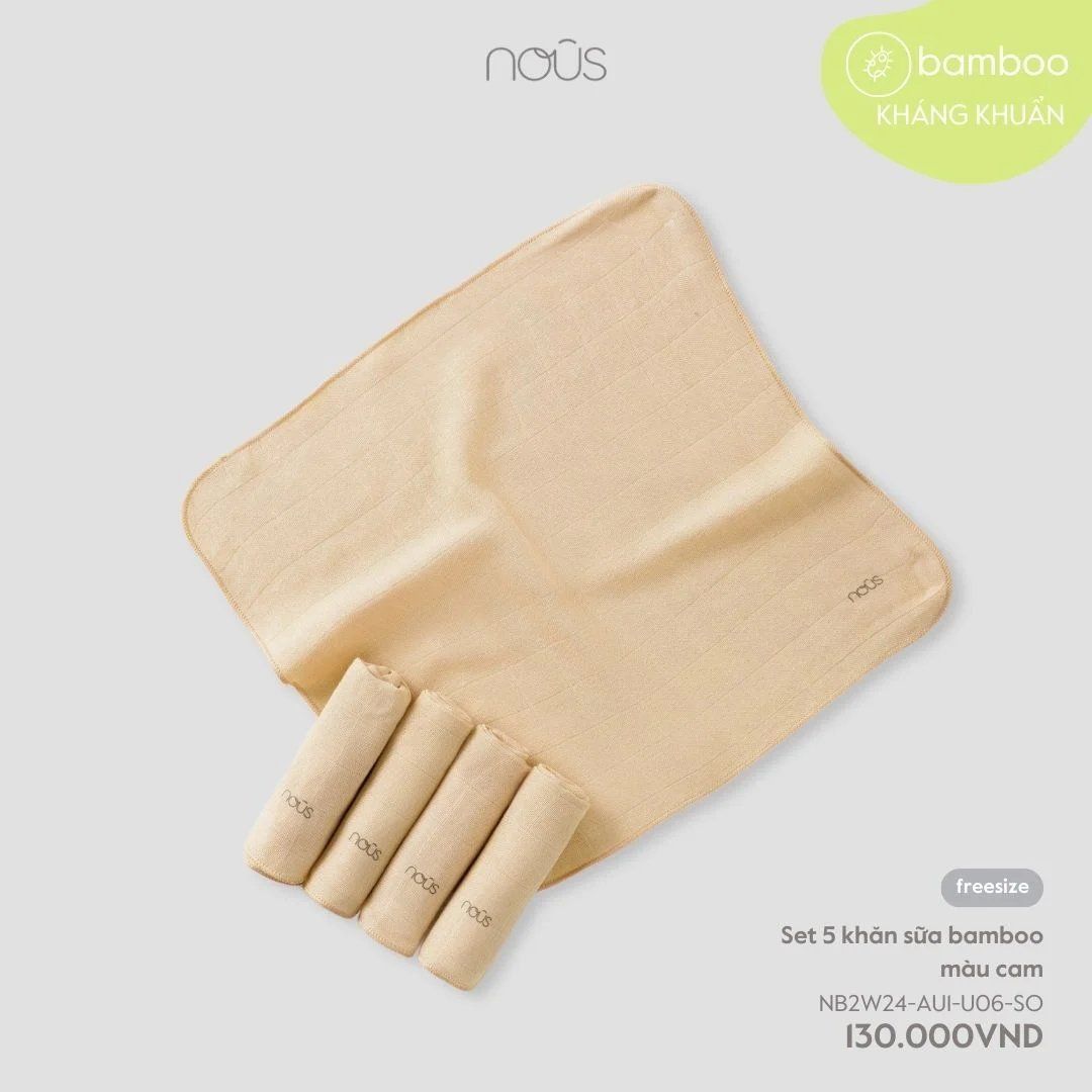 Set 5 khăn sữa Nous bamboo màu cam