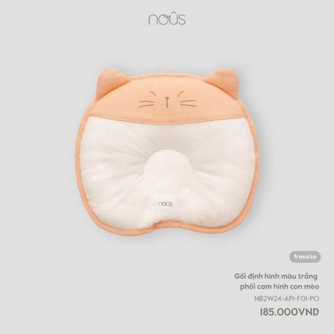 Gối định hình Nous màu trắng phối cam hình con mèo