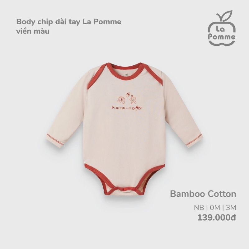 Body chip dài tay La Pomme viền màu màu Đỏ