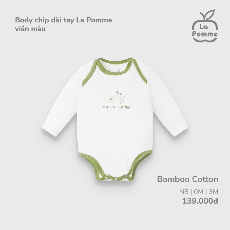 Body chip dài tay La Pomme viền màu màu xanh