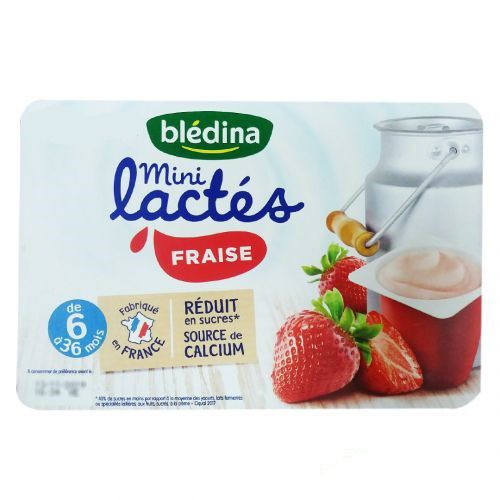 Sữa chua nguội Bledina Mini Lactes vị Dâu lốc 6 hộp 55gr