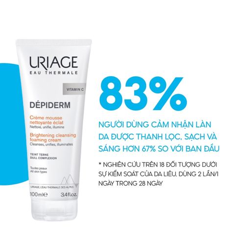Sữa rửa mặt sáng da Uriage dạng bọt mịn tuýp 100ml