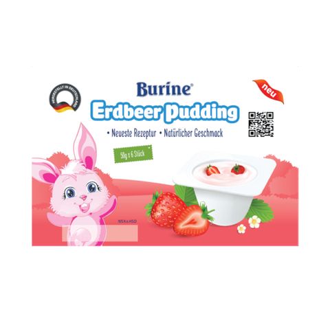 Cháo sữa Pudding Burine vị Dâu (vỉ 6 hộp x50g)