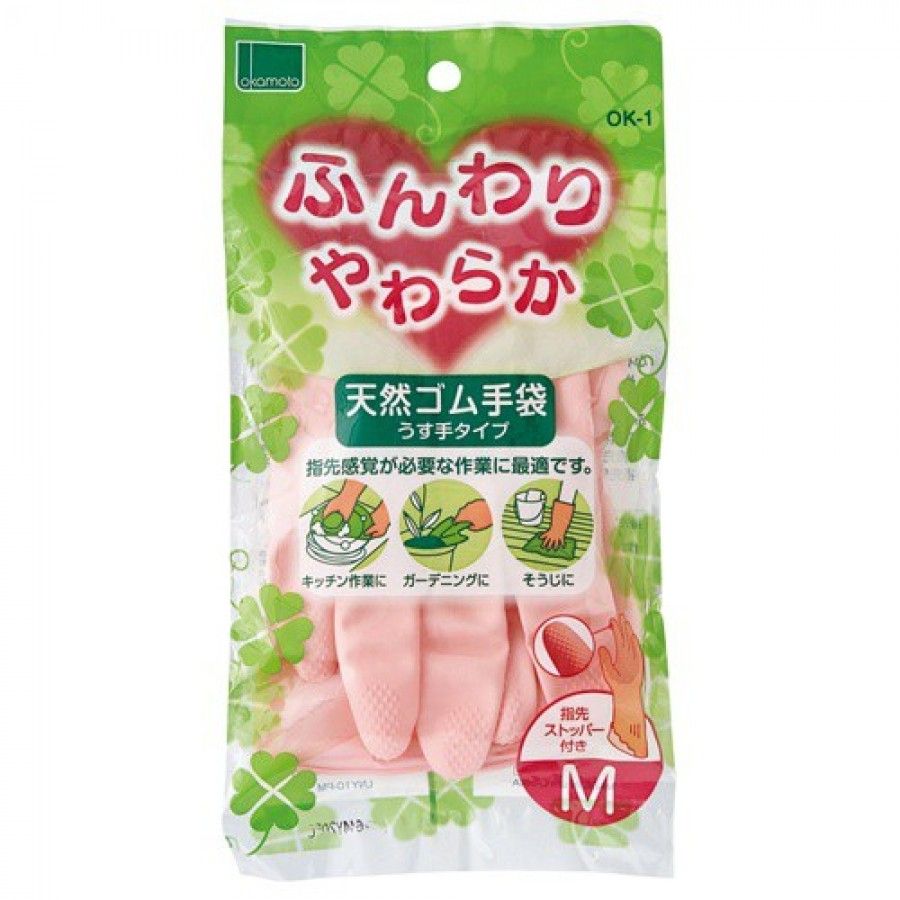 GĂNG TAY TỪ CAO SU THIÊN NHIÊN OKAMOTO MÀU HỒNG SIZE M