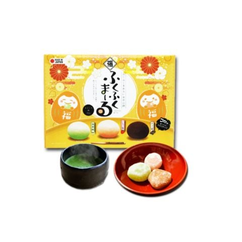 Bánh mochi Fukufuku Maru ba vị: Matcha, dâu tây, sô cô la