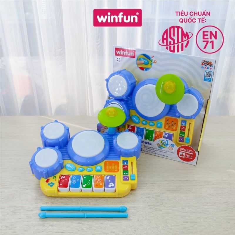 BỘ ĐỒ CHƠI TRỐNG ĐÀN KẾT HỢP CÓ ĐÈN NHẠC 2034 HIỆU WINFUN