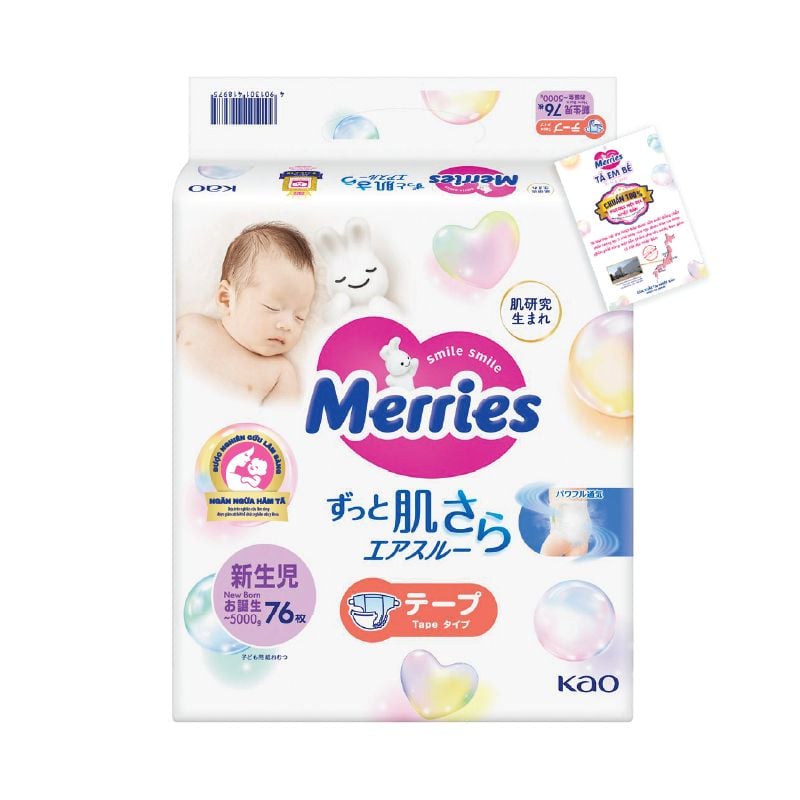 Bỉm dán Merries Newborn SS 76 (new)