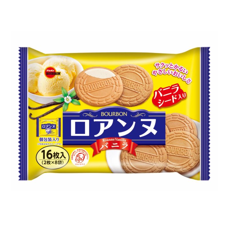 Bánh quế kẹp kem vị vani Bourbon Roanne Vanilla 142g