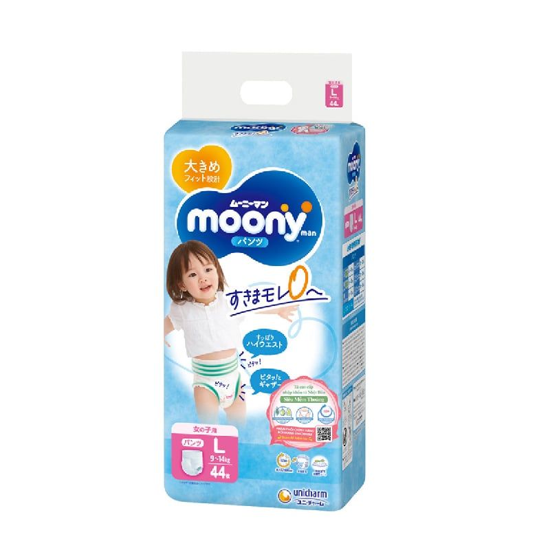 Bỉm quần Moony xanh tiêu chuẩn size L44 (Girl)- 1912