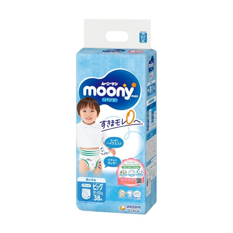Bỉm quần Moony xanh tiêu chuẩn size XL38 (Boys)- 1912