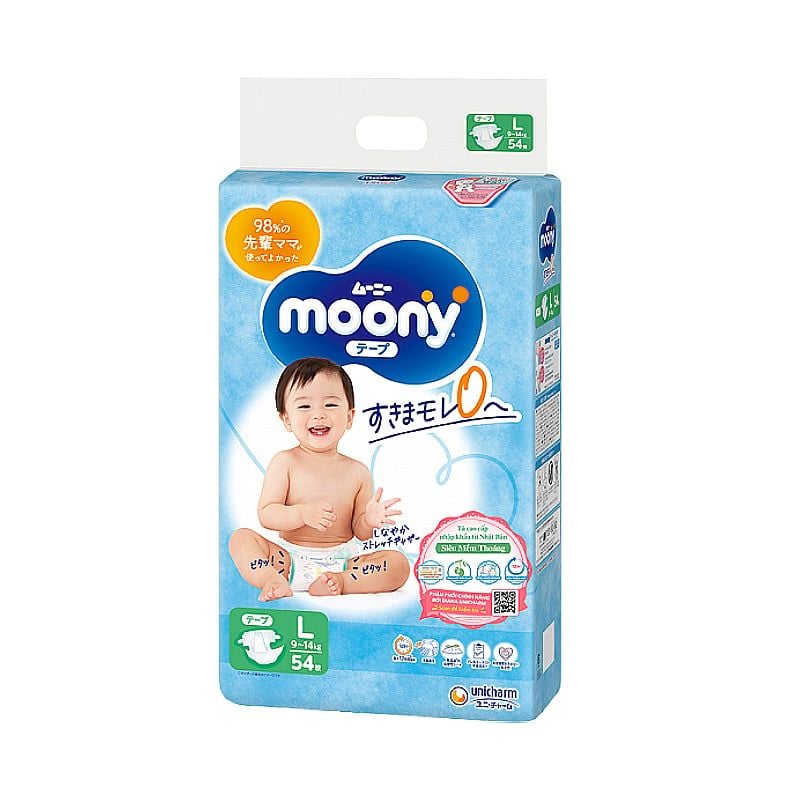 Bỉm dán Moony xanh tiêu chuẩn size L54