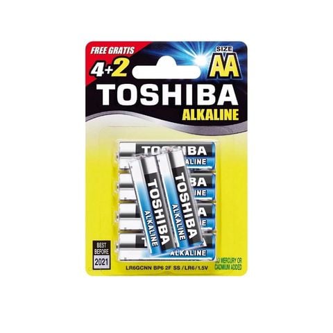 Pin tiểu Alkaline Toshiba  AA 1,5v , không sạc (LR6GCP BP6- 2FPV)