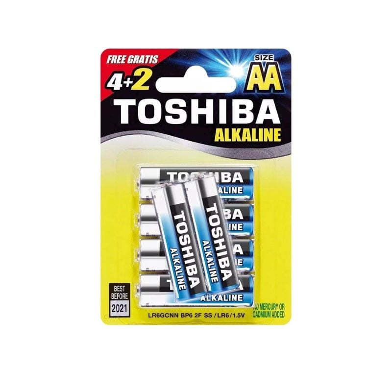 PIN TIỂU ALKALINE TOSHIBA AA 1,5V , KHÔNG SẠC (LR6GCP BP6- 2FPV)