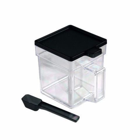 Hộp vuông đựng gia vị Seria kèm thìa đo lường 400ml màu đenGDJ - 777