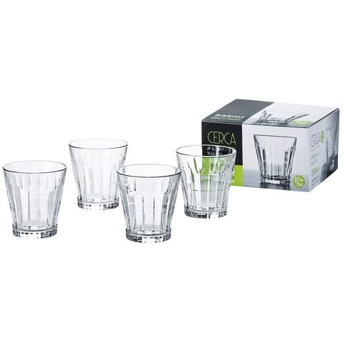 Set 4 cốc thủy tinh 245ml kẻ sọc