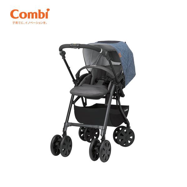 XE ĐẨY COMBI CROSSGO 4 BÁNH QUAY TỰ ĐỘNG XANH BLUE