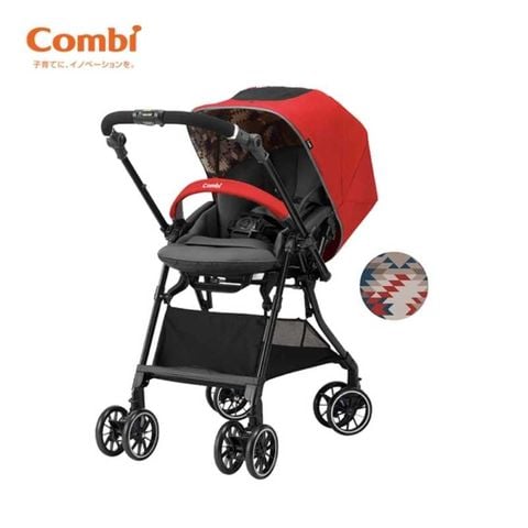 Xe đẩy Combi Sugocal Light 4 bánh quay tự động màu đỏ