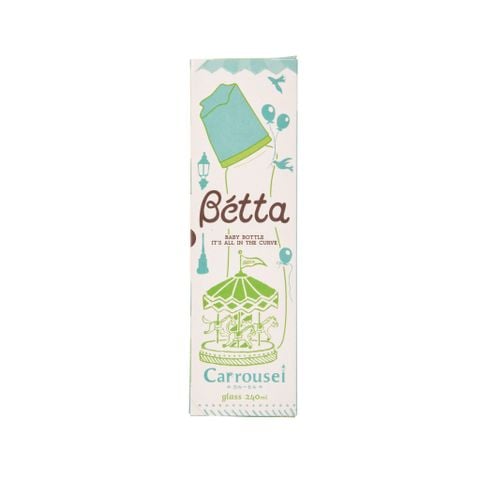 Bình sữa thủy tinh Betta Brain G4 Carrousel 240ml nắp xanh