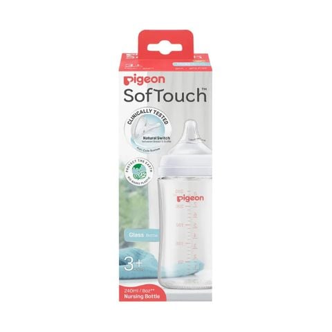 Bình sữa thuỷ tinh Pigeon Softouch Baby Friendly World 240ml