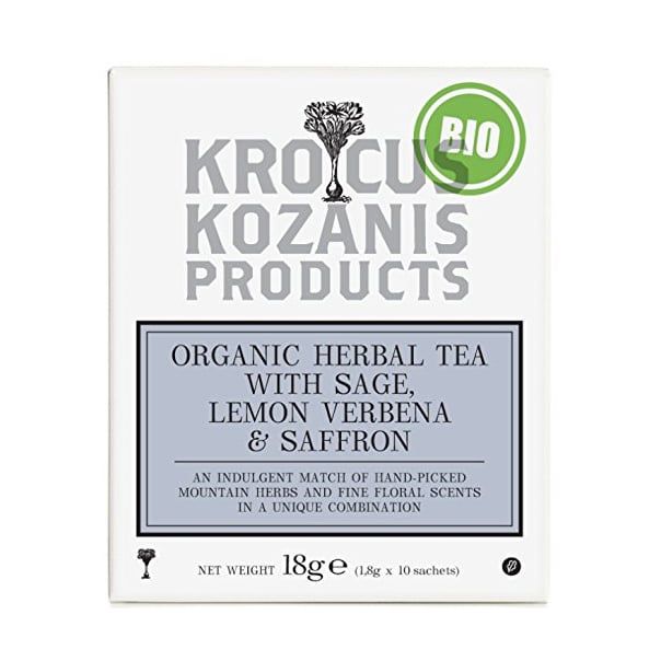 Trà thảo mộc hữu cơ vị xô thơm, cỏ roi chanh & saffron Hy Lạp