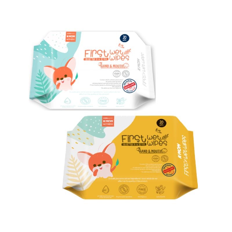 Khăn ướt lau miệng và tay cao cấp K-mom Hàn Quốc vân nổi (20c)