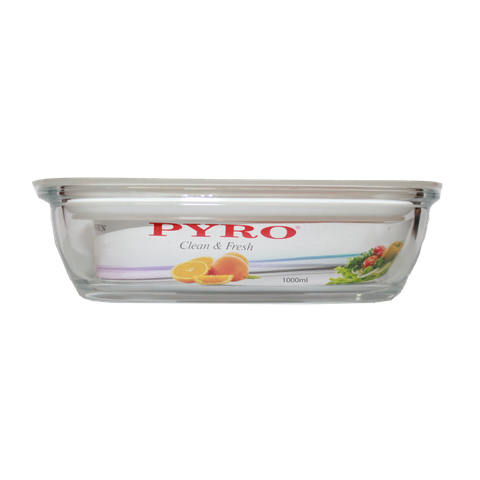 Hộp thủy tinh Borosilicate chịu nhiệt chữ nhật nắp kín Pyro 1000ML