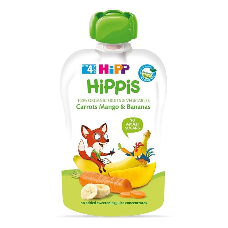 DINH DƯỠNG 100% TRÁI CÂY NGHIỀN HỮU CƠ HIPPIS ORGANIC (CÀ RỐT, XOÀI, CHUỐI)