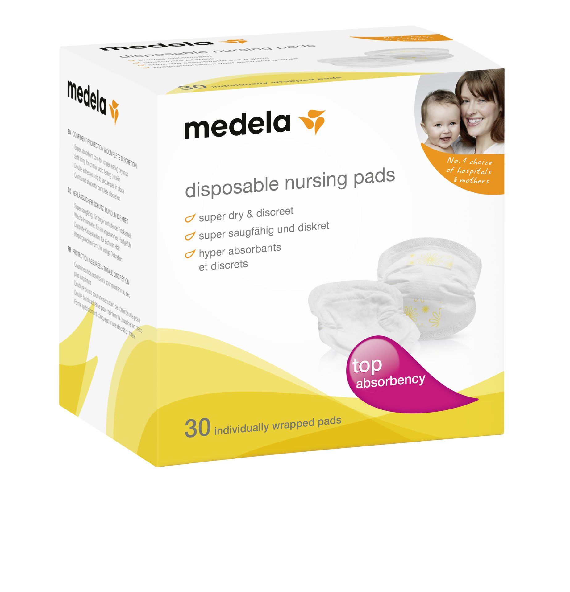 Thấm sữa dùng 1 lần Medela hộp 30 chiếc (Vỏ bao bì)