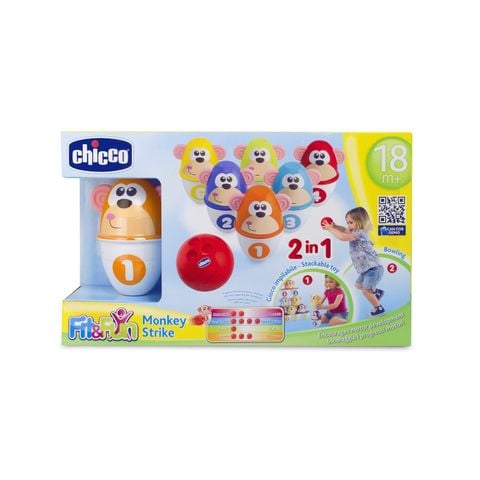 Bộ đồ chơi Bowling Chicco hình khỉ con bộ 6 chiếc 18M+ 5228