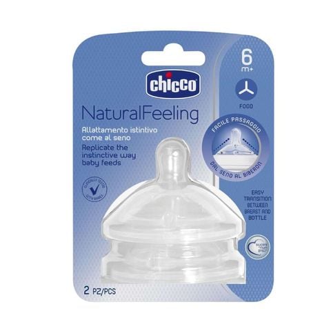 Hai núm ty thay Natural Feeling ăn đặc Chicco 6M+