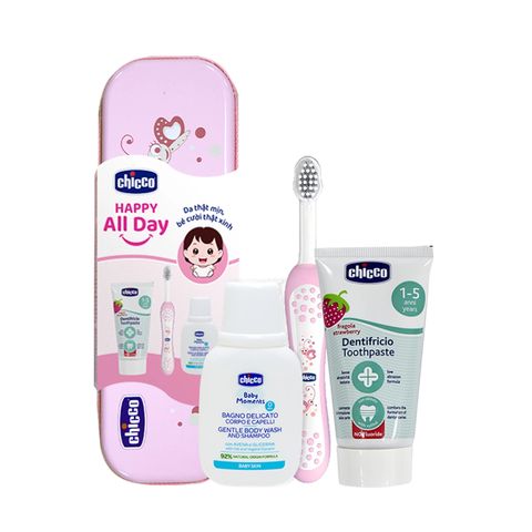 Bộ chăm sóc răng miệng Chicco 3 in 1 Bướm hoa