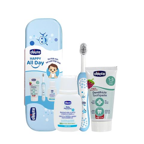 Bộ chăm sóc răng miệng Chicco 3 in 1 Cá xanh