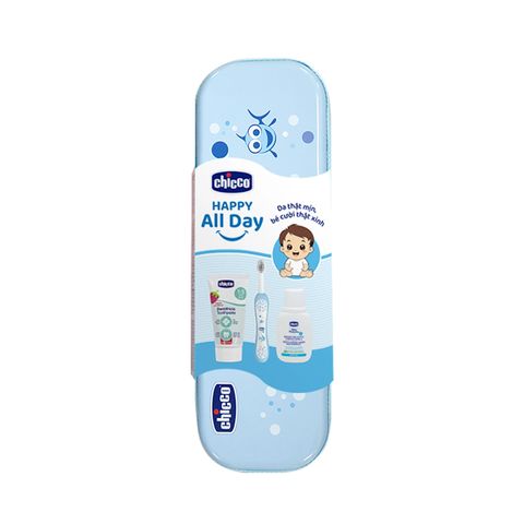 Bộ chăm sóc răng miệng Chicco 3 in 1 Cá xanh