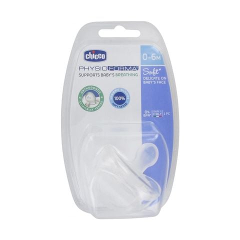Ty ngậm Chicco Silicon Physio Soft trắng 0M+