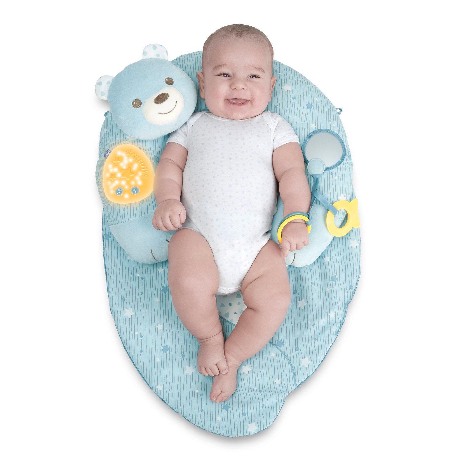 GỐI CHỮ C CHICCO ĐA NĂNG PHÁT NHẠC GẤU XANH