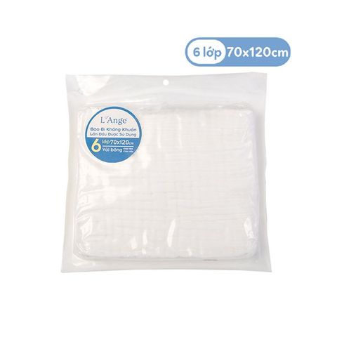 Khăn vải bông L'ANGE 6 lớp màu trắng size 70x120cm - YODEE