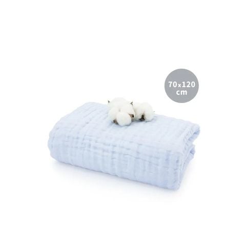 Khăn vải bông L'ANGE 6 lớp màu xanh size 70x120cm- YODEE