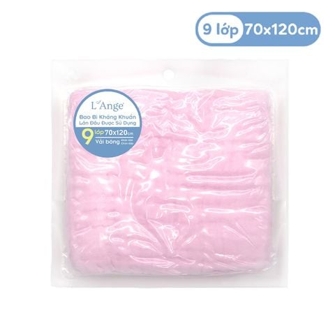 Khăn vải bông 9 lớp L'ANGE màu hồng size 70x120cm