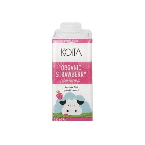 Thực phẩm bổ sung: Sữa bò hữu cơ vị dâu ít béo Koita 200ml