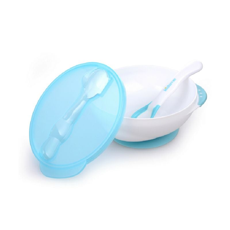 BỘ TÔ CHỐNG TRƯỢT ( KÈM MUỖNG BÁO NHIỆT) KIDSME MÀU XANH BIỂN 9832