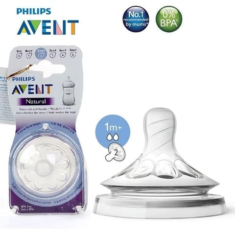 Núm ti silicone Avent cho trẻ từ 1 tháng ( số 2)