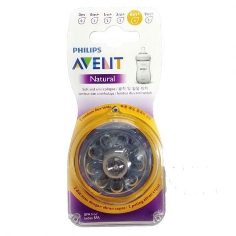 Núm ti silicone Avent cho trẻ từ 6 tháng 3 lỗ ( số 4)