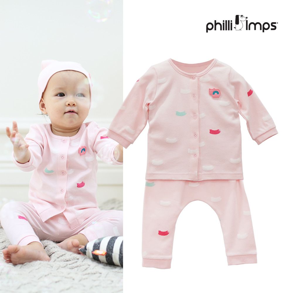 Bộ quần áo dài tay cho bé Philli&Imps màu hồng size 75 cm